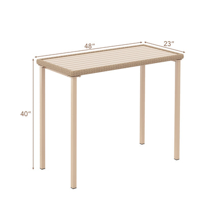 Outdoor Patio Bar Table Heavy Duty Rectangle Metal Frame, Light Brown Patio Coffee Tables at Gallery Canada