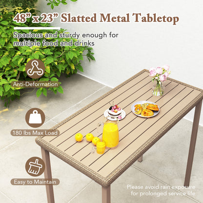 Outdoor Patio Bar Table Heavy Duty Rectangle Metal Frame, Light Brown Patio Coffee Tables at Gallery Canada