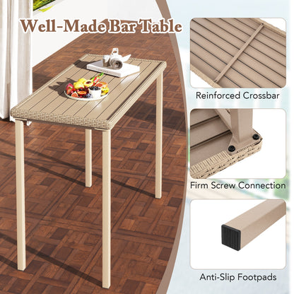 Outdoor Patio Bar Table Heavy Duty Rectangle Metal Frame, Light Brown Patio Coffee Tables at Gallery Canada