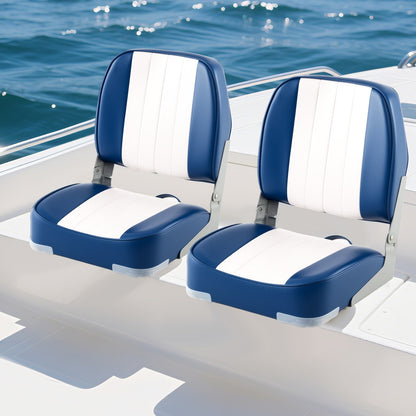 2-Pack Boat Seats Folding Low Back Boat Chairs Waterproof PVC Leather Cabin Seating, Blue Surfing at Gallery Canada
