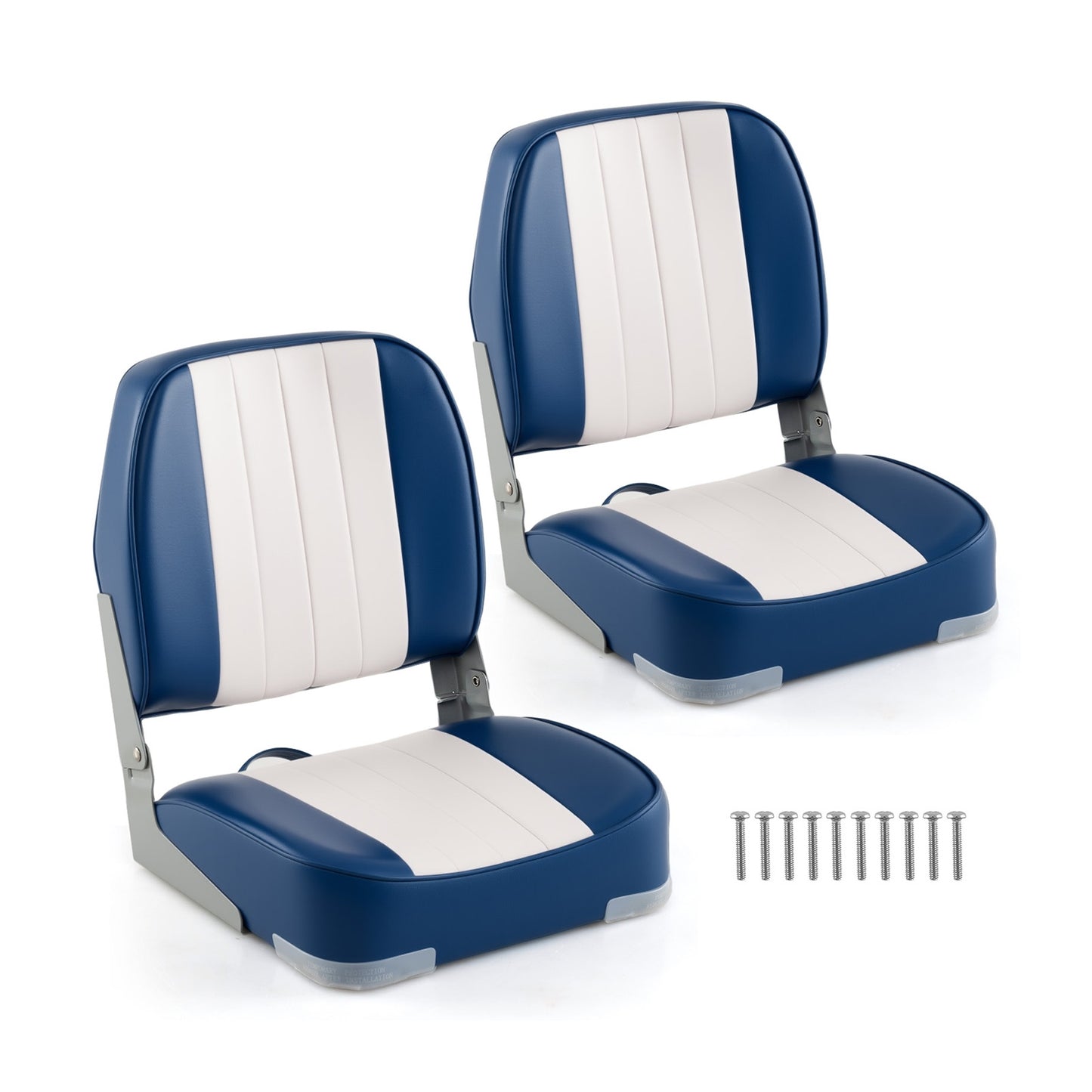2-Pack Boat Seats Folding Low Back Boat Chairs Waterproof PVC Leather Cabin Seating, Blue Surfing Blue at Gallery Canada