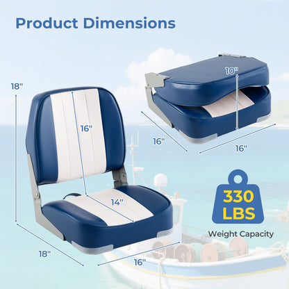 2-Pack Boat Seats Folding Low Back Boat Chairs Waterproof PVC Leather Cabin Seating, Blue Surfing at Gallery Canada