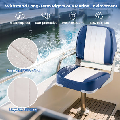 2-Pack Boat Seats Folding Low Back Boat Chairs Waterproof PVC Leather Cabin Seating, Blue Surfing at Gallery Canada