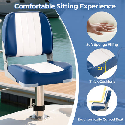 2-Pack Boat Seats Folding Low Back Boat Chairs Waterproof PVC Leather Cabin Seating, Blue Surfing at Gallery Canada