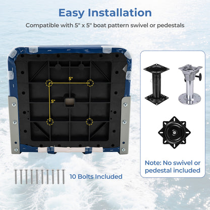 2-Pack Boat Seats Folding Low Back Boat Chairs Waterproof PVC Leather Cabin Seating, Blue Surfing at Gallery Canada