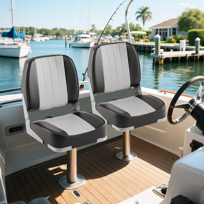 2-Pack Boat Seats Folding Low Back Boat Chairs Waterproof PVC Leather Cabin Seating, Gray Surfing at Gallery Canada