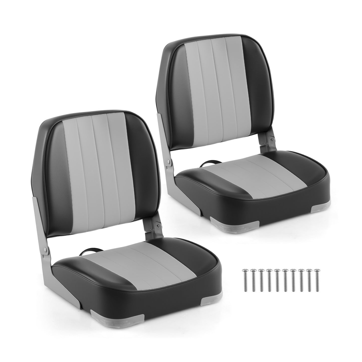2-Pack Folding Low Back Boat Seats, Waterproof PVC Leather, Gray Surfing at Gallery Canada