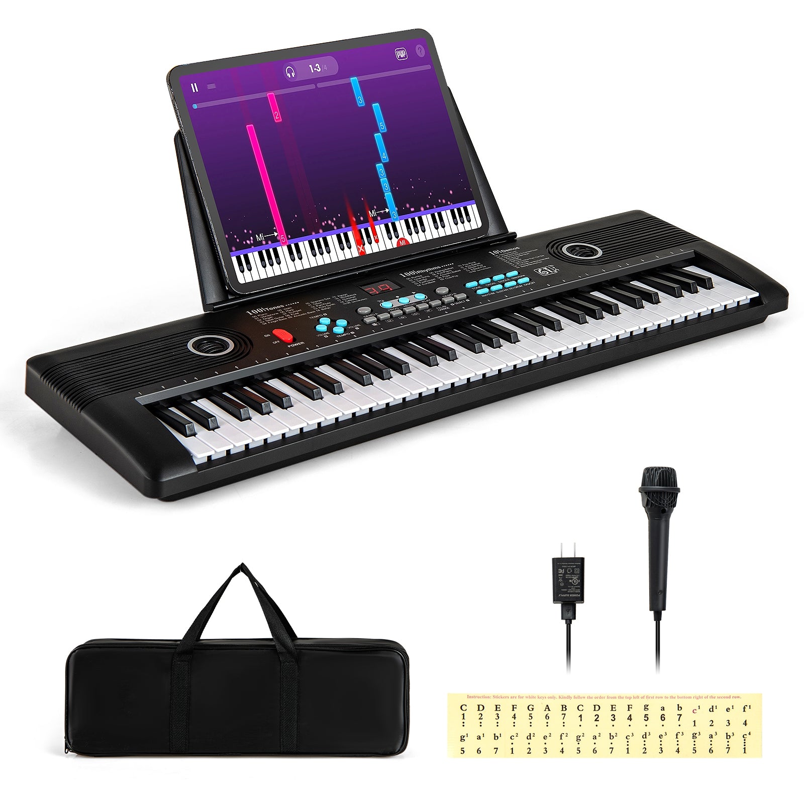 61 Key Electric Portable Digital Keyboard Piano for Beginner, Black Pianos & Keyboards at Gallery Canada