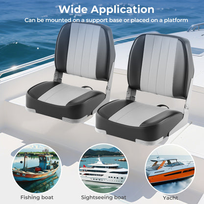 2-Pack Boat Seats Folding Low Back Boat Chairs Waterproof PVC Leather Cabin Seating, Gray Surfing at Gallery Canada