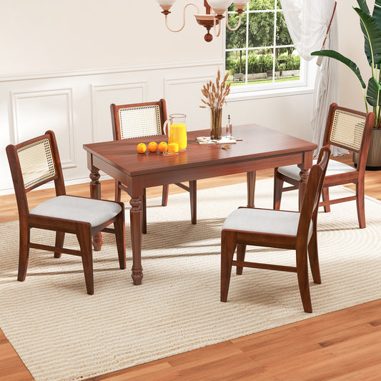 Wooden Kitchen Chairs with Cane Back Rubber Wood Frame and Padded Seat, Coffee Dining Chairs Coffee at Gallery Canada