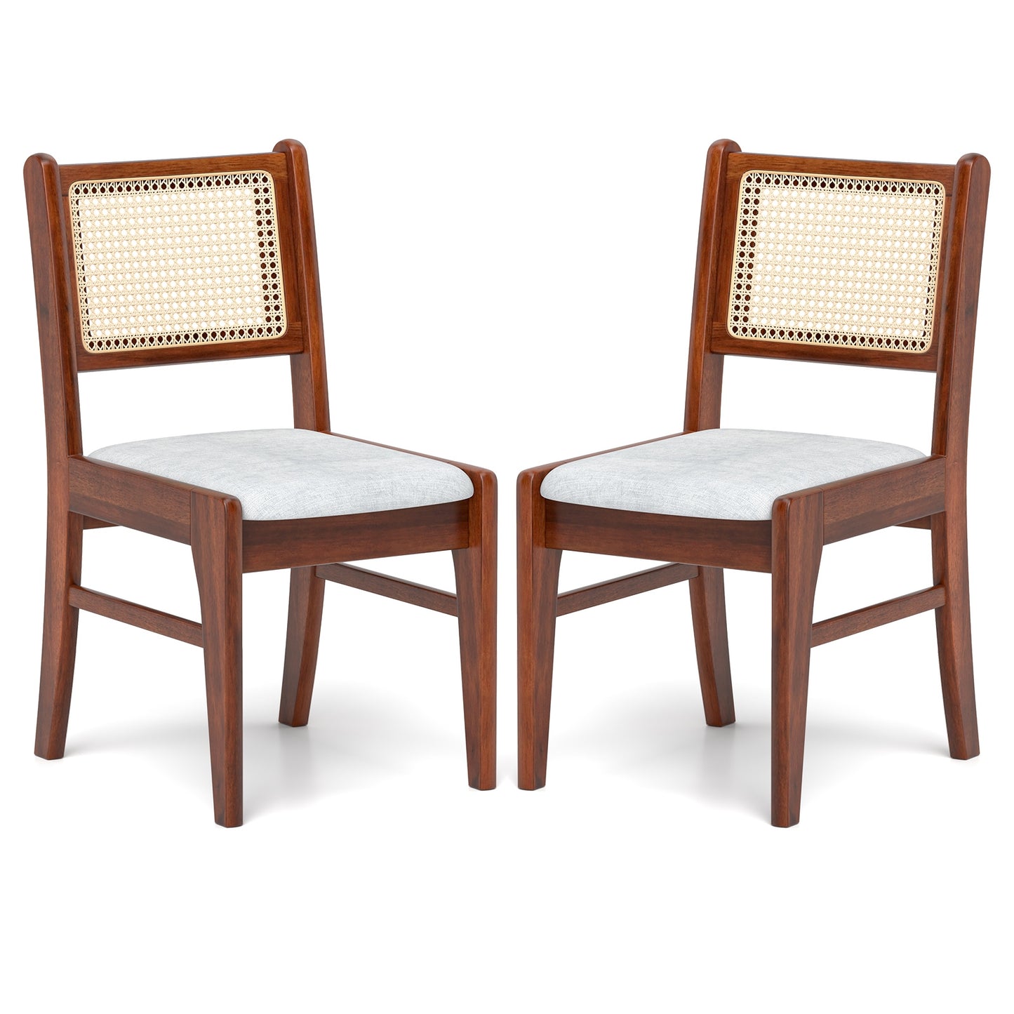 Wooden Kitchen Chairs with Cane Back Rubber Wood Frame and Padded Seat, Coffee Dining Chairs Coffee at Gallery Canada