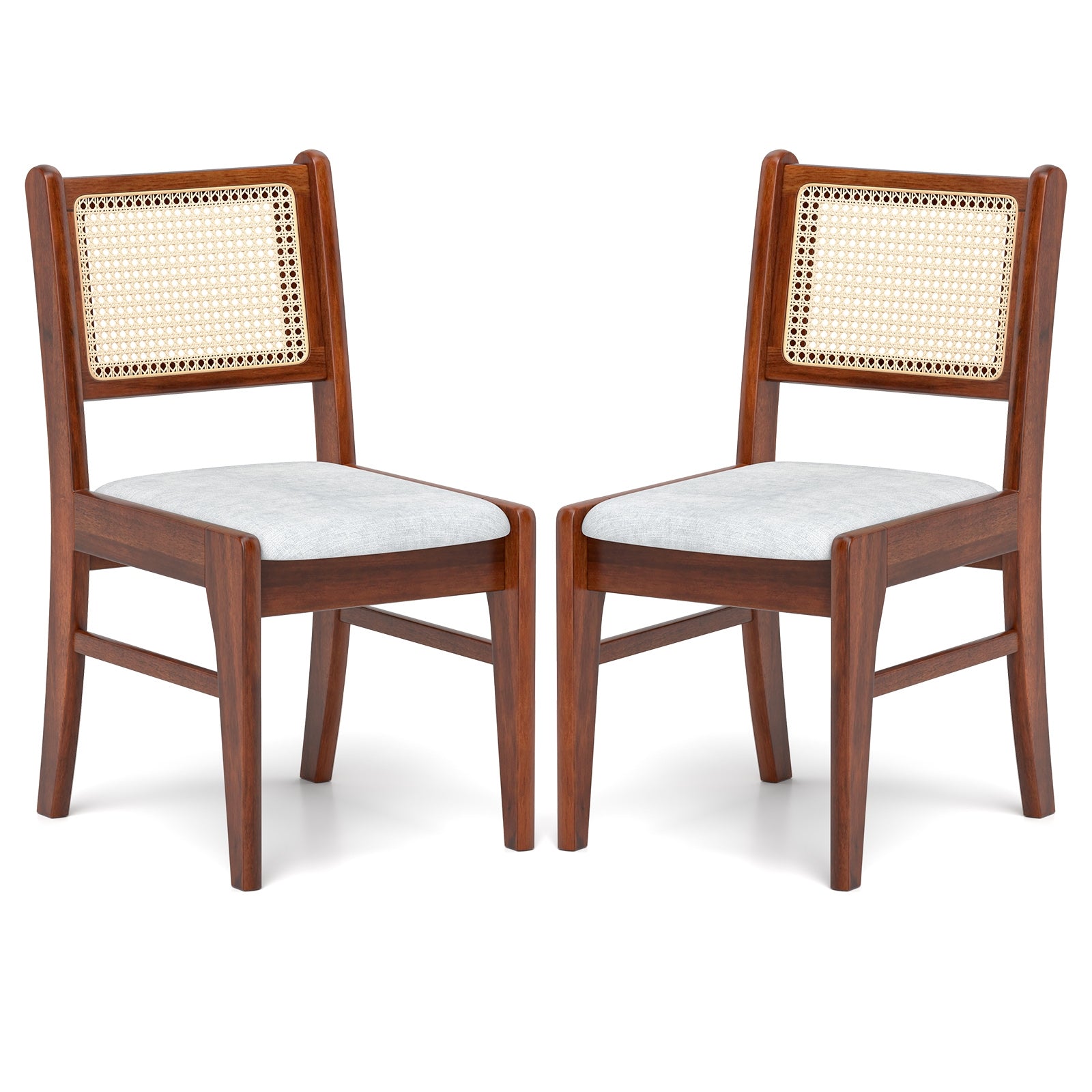 Wooden Kitchen Chairs with Cane Back Rubber Wood Frame and Padded Seat, Coffee Dining Chairs Coffee at Gallery Canada