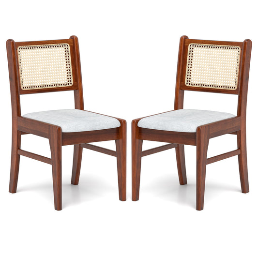 Wooden Kitchen Chairs with Cane Back Rubber Wood Frame and Padded Seat, Coffee Dining Chairs Coffee at Gallery Canada