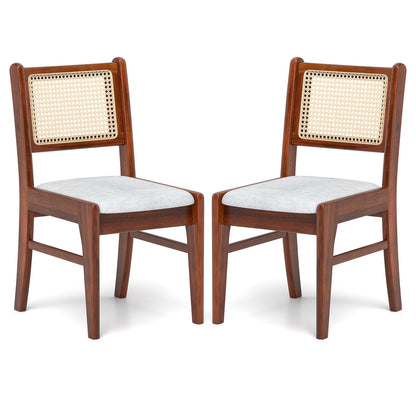 Wooden Kitchen Chairs with Cane Back Rubber Wood Frame and Padded Seat, Coffee Dining Chairs at Gallery Canada