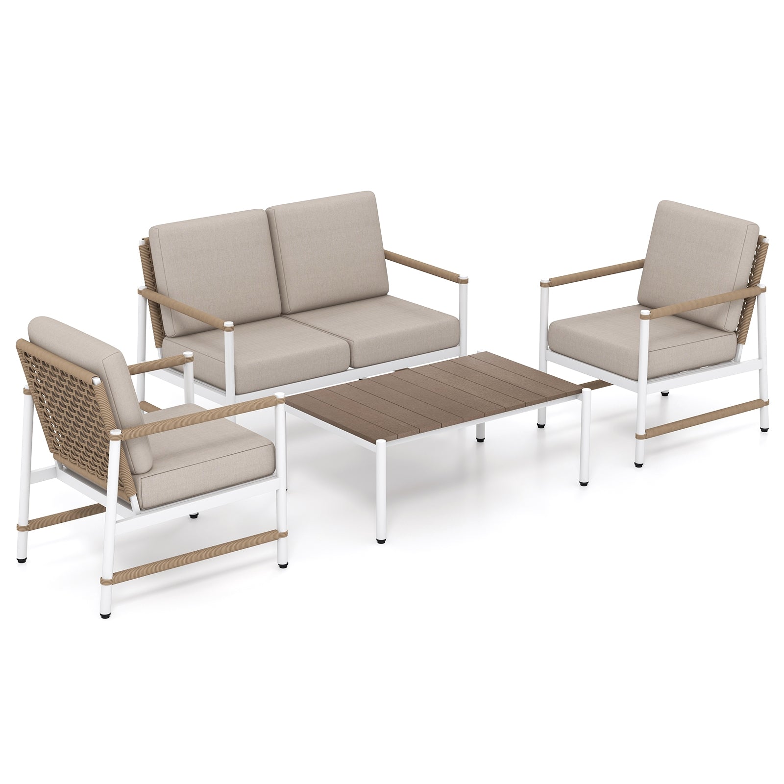 4-Piece Patio Furniture Set, With Thick Cushions And Coffee Table, Gray Patio Conversation Sets at Gallery Canada