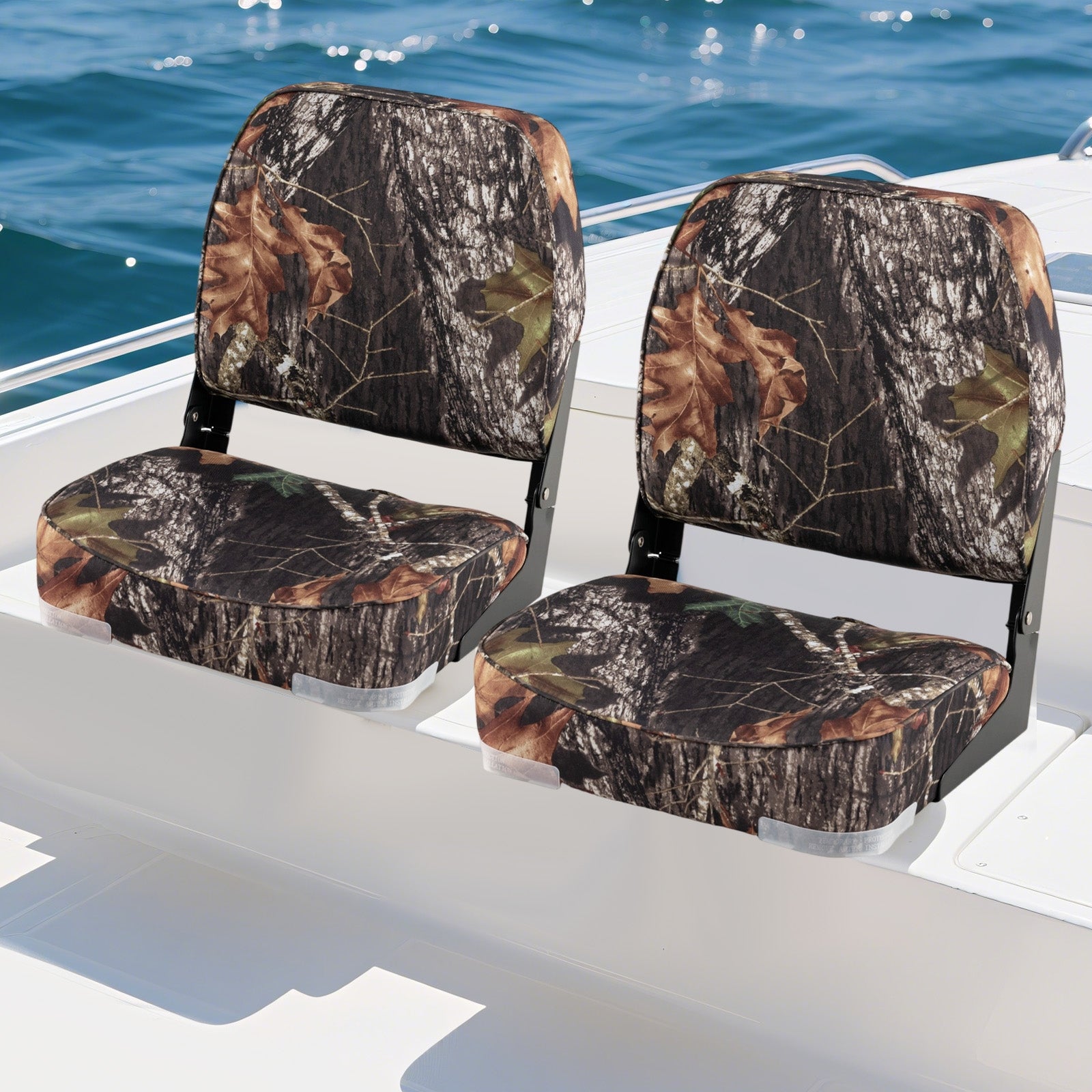 2-Pack Boat Seats Folding Low Back Boat Chairs Waterproof PVC Leather Cabin Seating, Camouflage Surfing at Gallery Canada