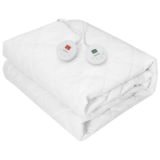 Auto Shut Off Heated Electric Mattress Pad with Dual Controller-Queen Size Mattresses White at Gallery Canada