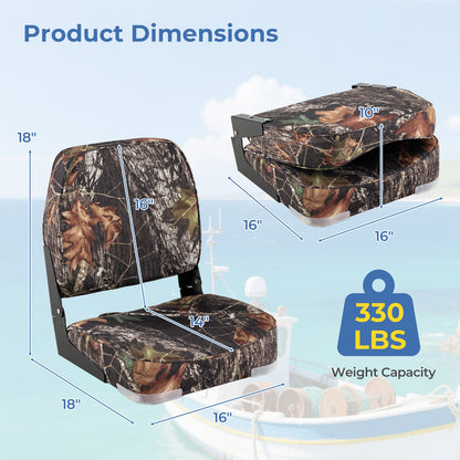2-Pack Boat Seats Folding Low Back Boat Chairs Waterproof PVC Leather Cabin Seating, Camouflage Surfing at Gallery Canada