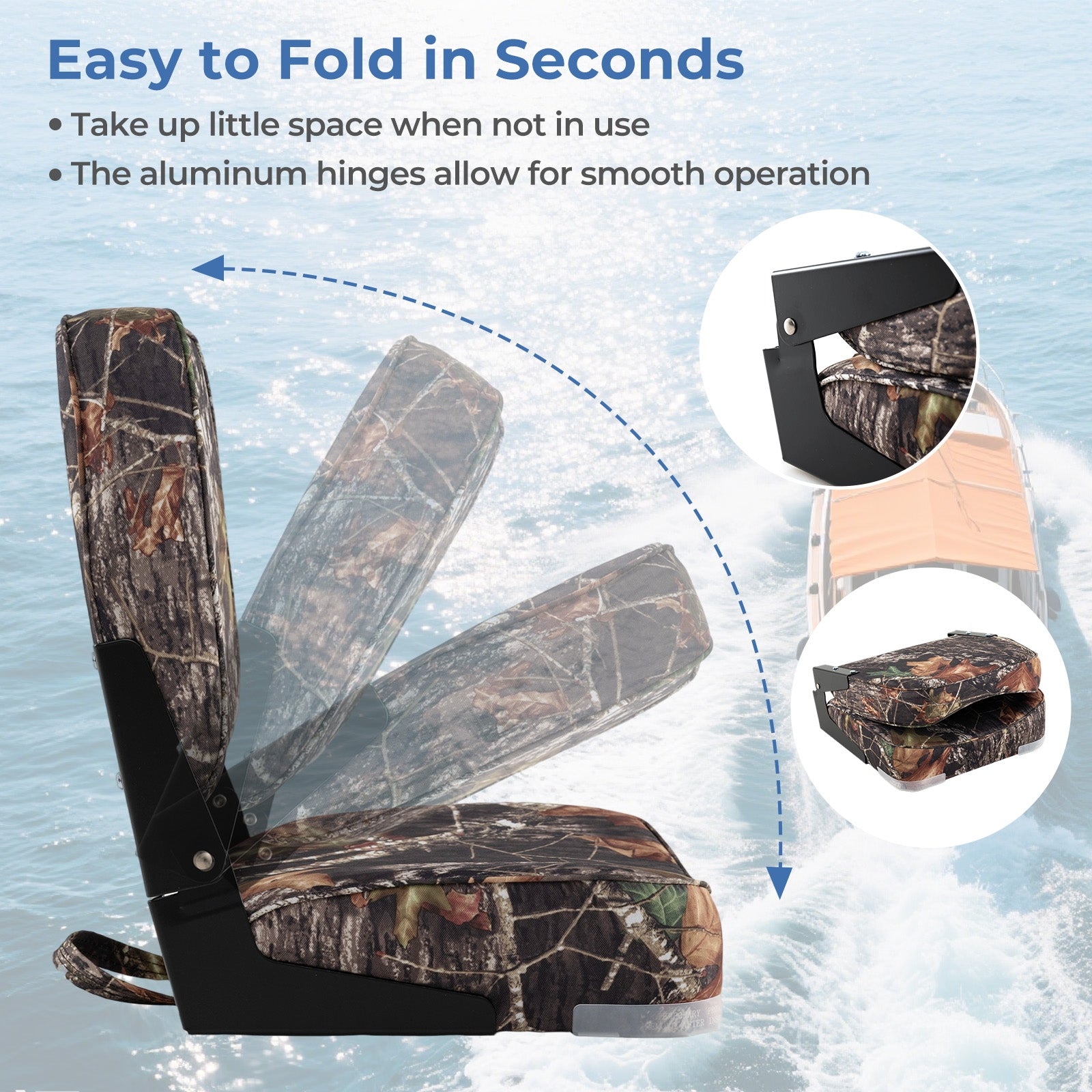 2-Pack Boat Seats Folding Low Back Boat Chairs Waterproof PVC Leather Cabin Seating, Camouflage Surfing at Gallery Canada