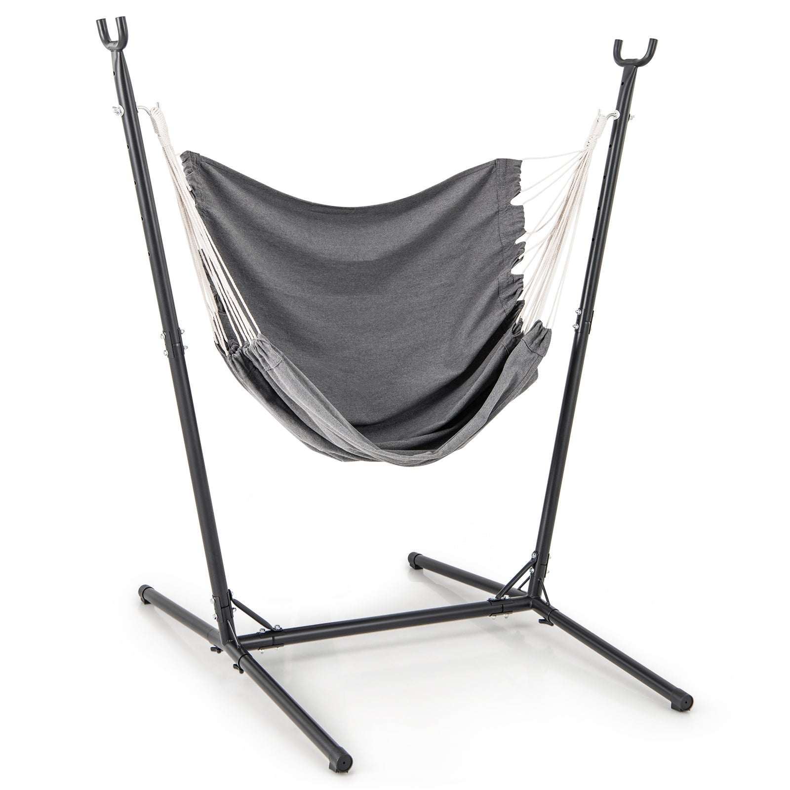 Hammock Chair with Stand 6-Position Adjustable Height and Side Pocket, Gray Hammocks Gray at Gallery Canada