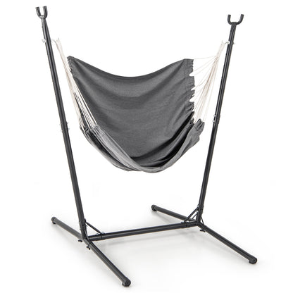 Hammock Chair with Stand 6-Position Adjustable Height and Side Pocket, Gray Hammocks Gray at Gallery Canada