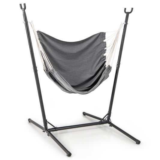 Hammock Chair with Stand 6-Position Adjustable Height and Side Pocket, Gray Hammocks Gray at Gallery Canada
