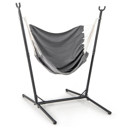 Hammock Chair with Stand 6-Position Adjustable Height and Side Pocket, Gray