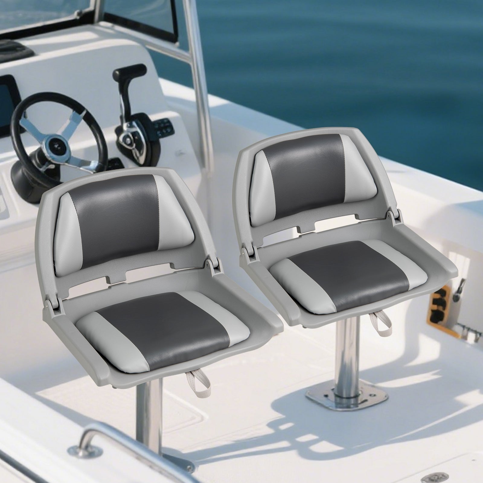 Boat Seat Folding Low Back Boat Chair with Marine-Grade PVC, White Water Sports at Gallery Canada