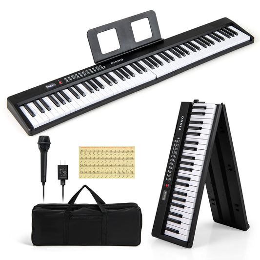 88 Key Foldable Electric Keyboard Piano with Wireless MIDI and Dual Speakers, Black Pianos & Keyboards Black at Gallery Canada