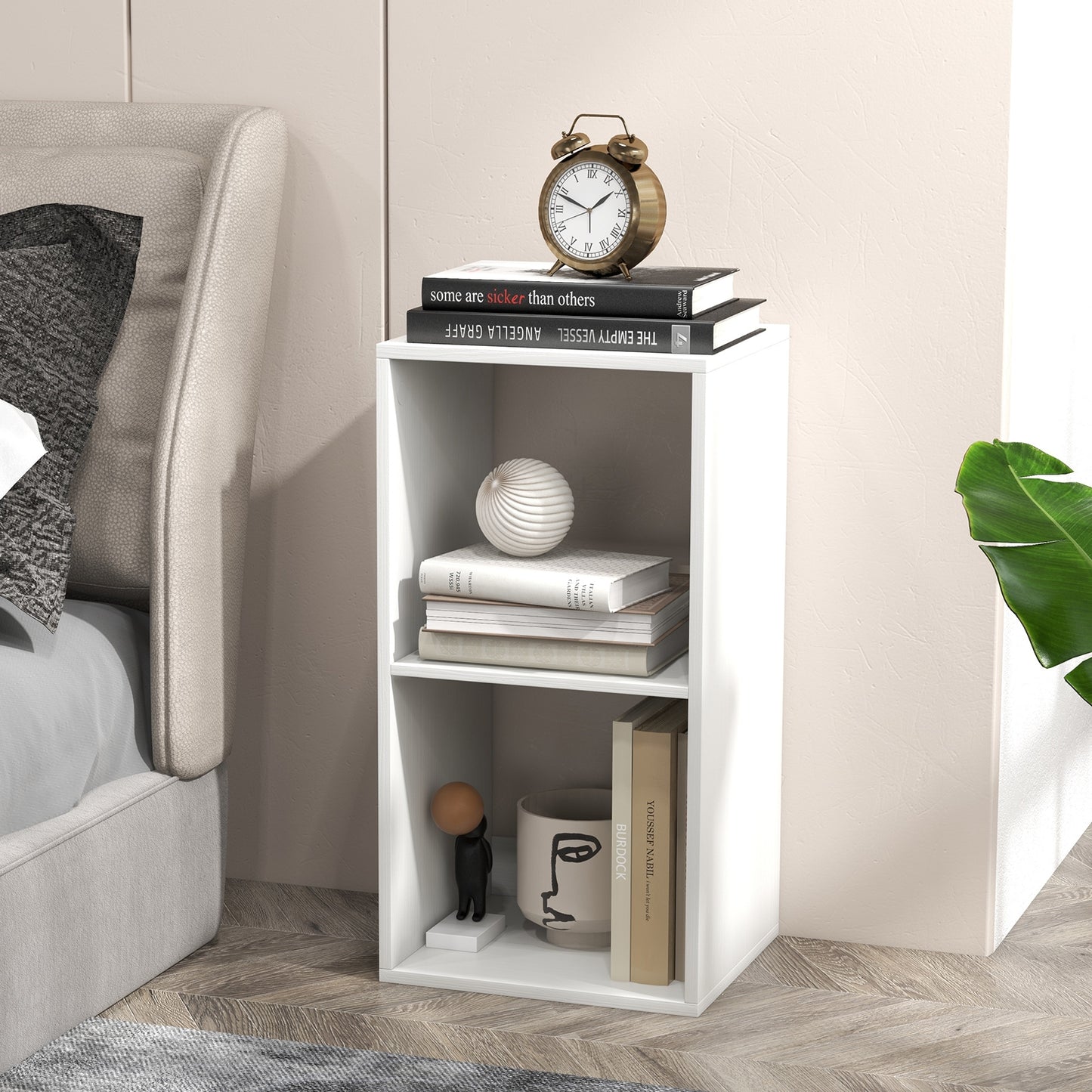 2 Cube Bookshelf with Back Guardrail for Living Room Bedroom, White Bookcases at Gallery Canada