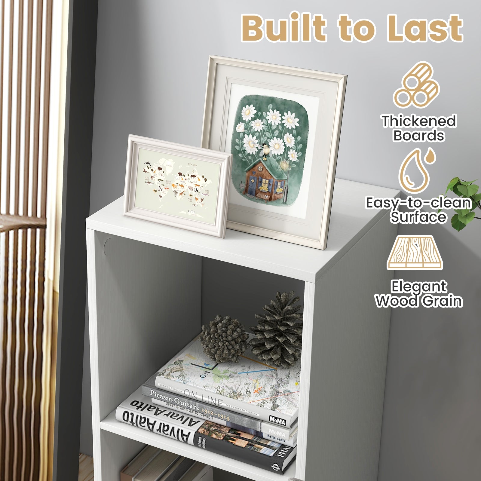 2 Cube Bookshelf with Back Guardrail for Living Room Bedroom, White Bookcases at Gallery Canada