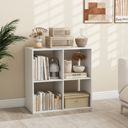 4 Cube Bookshelf with Back Guardrail for Living Room Bedroom, White Bookcases at Gallery Canada