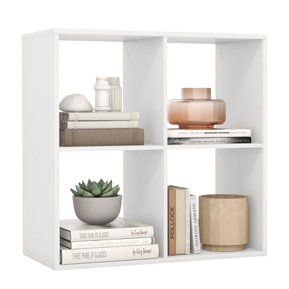 4 Cube Bookshelf with Back Guardrail for Living Room Bedroom, White Bookcases at Gallery Canada