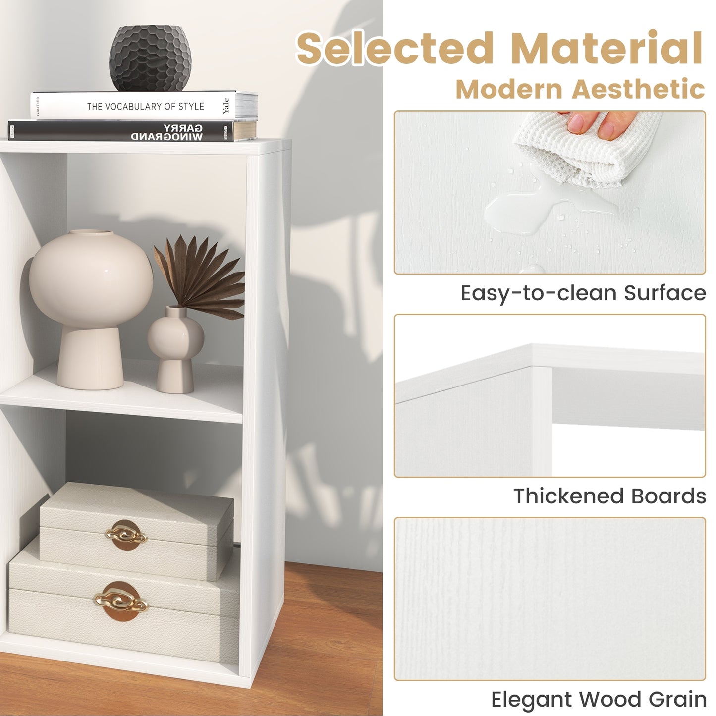 4 Cube Bookshelf with Back Guardrail for Living Room Bedroom, White Bookcases at Gallery Canada