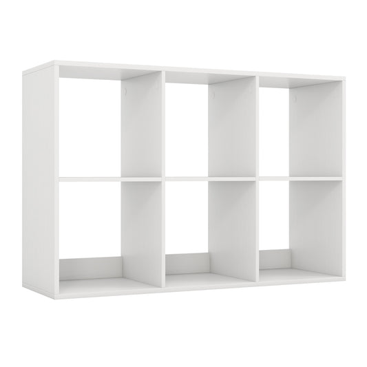 6 Cube Bookshelf With Back Guardrail, White