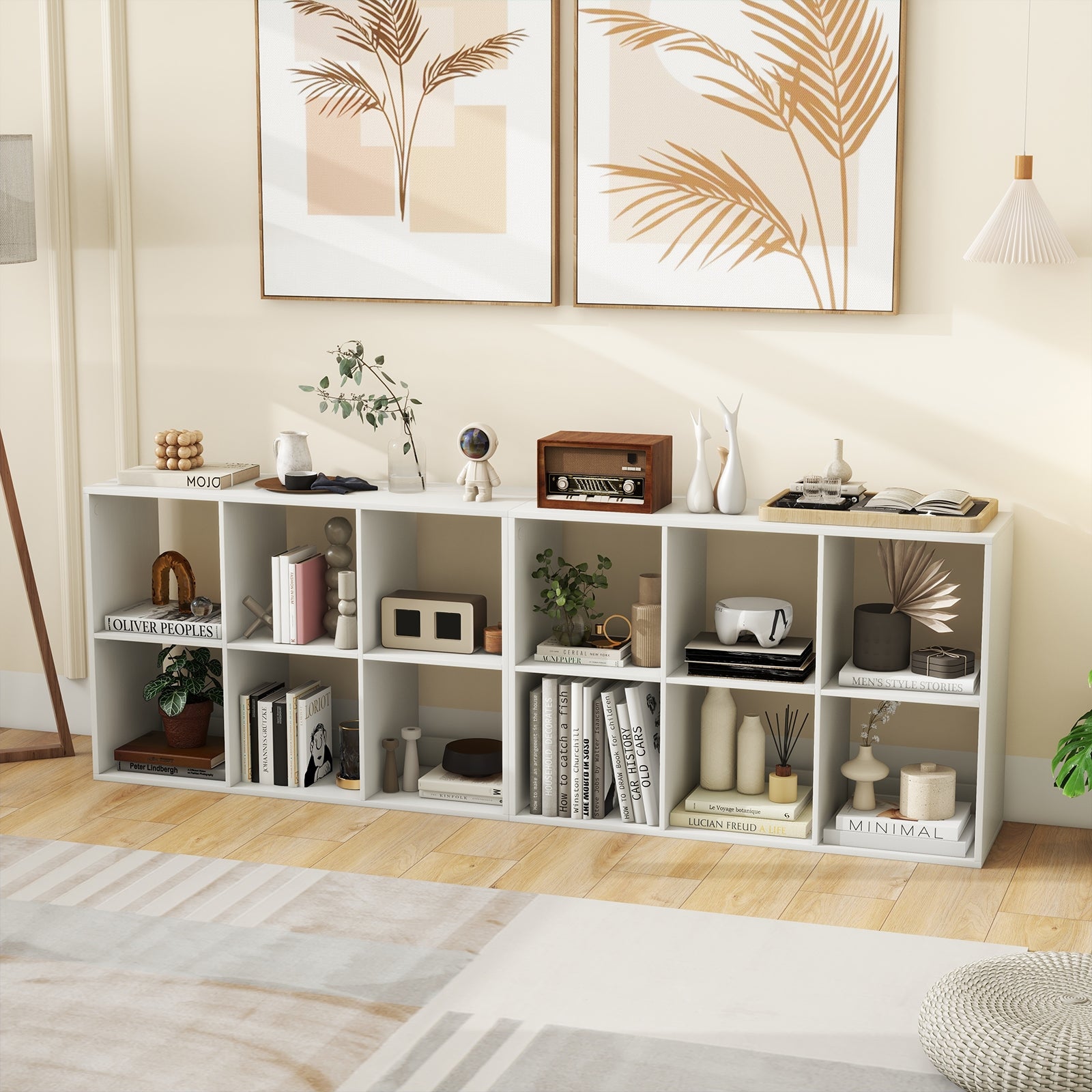 6 Cube Bookshelf with Back Guardrail for Living Room Bedroom, White Bookcases at Gallery Canada