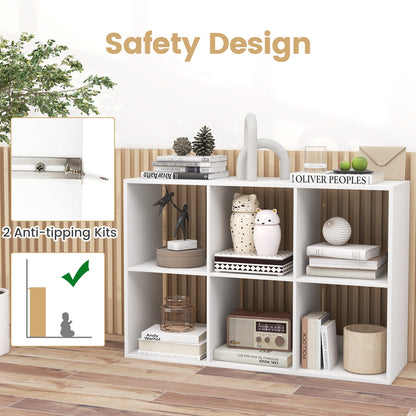 6 Cube Bookshelf with Back Guardrail for Living Room Bedroom, White Bookcases at Gallery Canada