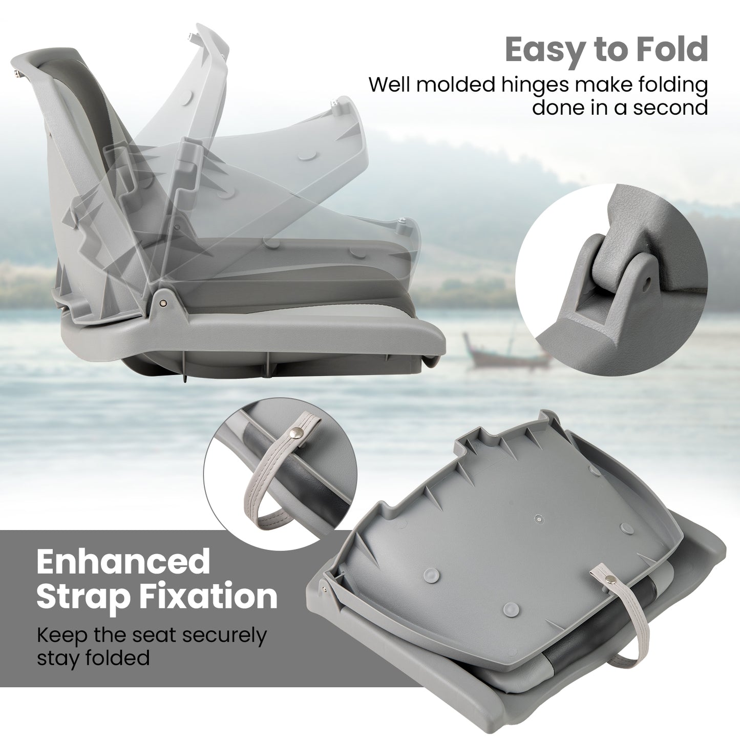 Boat Seat Folding Low Back Boat Chair with Marine-Grade PVC, White Water Sports at Gallery Canada