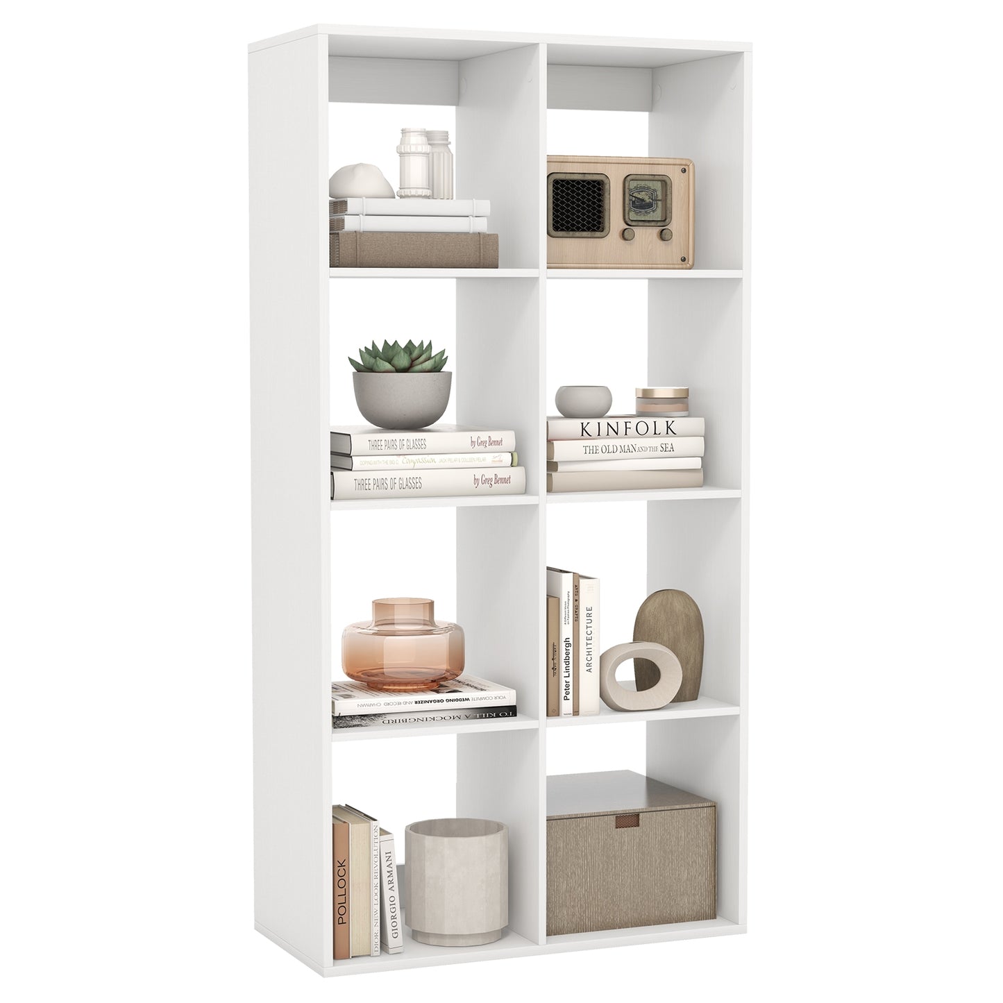 8 Cube Bookshelf with Back Guardrail for Living Room Bedroom, White Bookcases at Gallery Canada