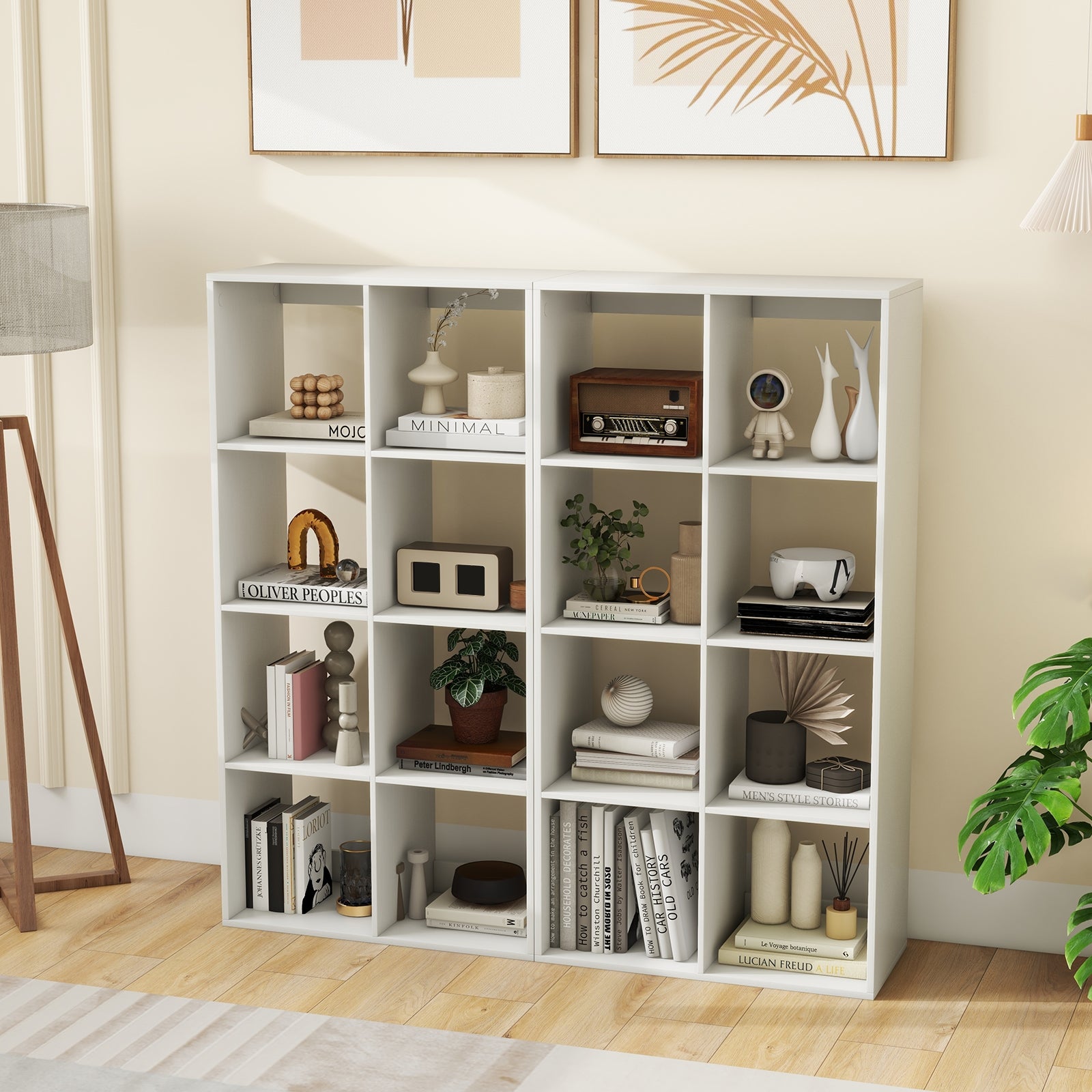 8 Cube Bookshelf with Back Guardrail for Living Room Bedroom, White Bookcases at Gallery Canada