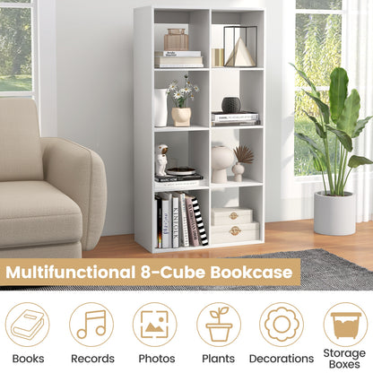 8 Cube Bookshelf with Back Guardrail for Living Room Bedroom, White Bookcases at Gallery Canada