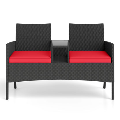 Patio Loveseat With Built-In Table, Red Patio Conversation Sets at Gallery Canada