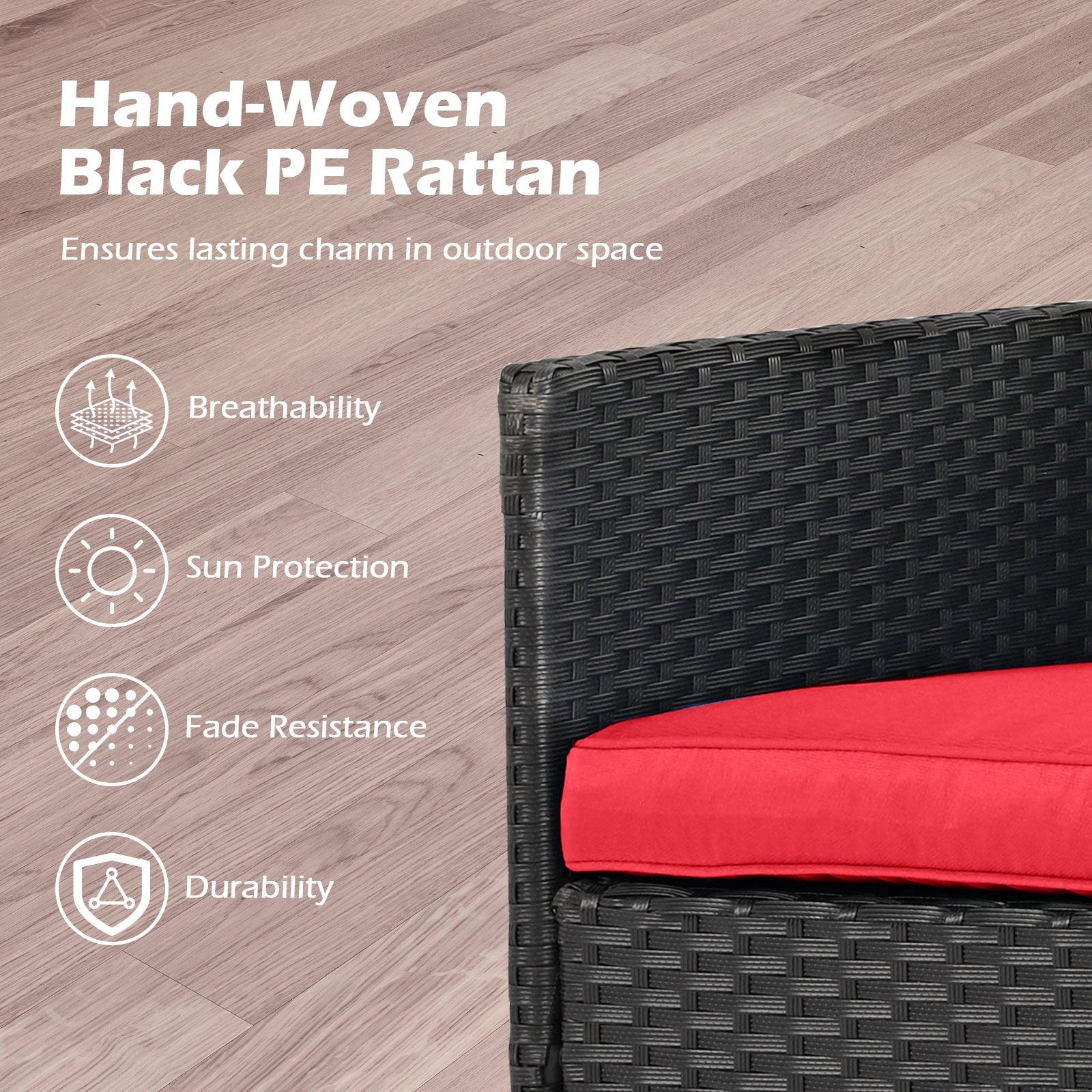 Patio Loveseat with Built-in Table for Backyard Porch, Red Patio Conversation Sets at Gallery Canada