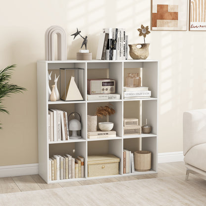 9 Cube Bookshelf with Back Guardrail for Living Room Bedroom, White Bookcases at Gallery Canada