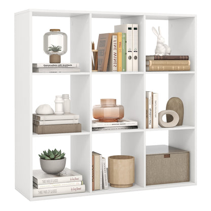 9 Cube Bookshelf with Back Guardrail for Living Room Bedroom, White Bookcases at Gallery Canada