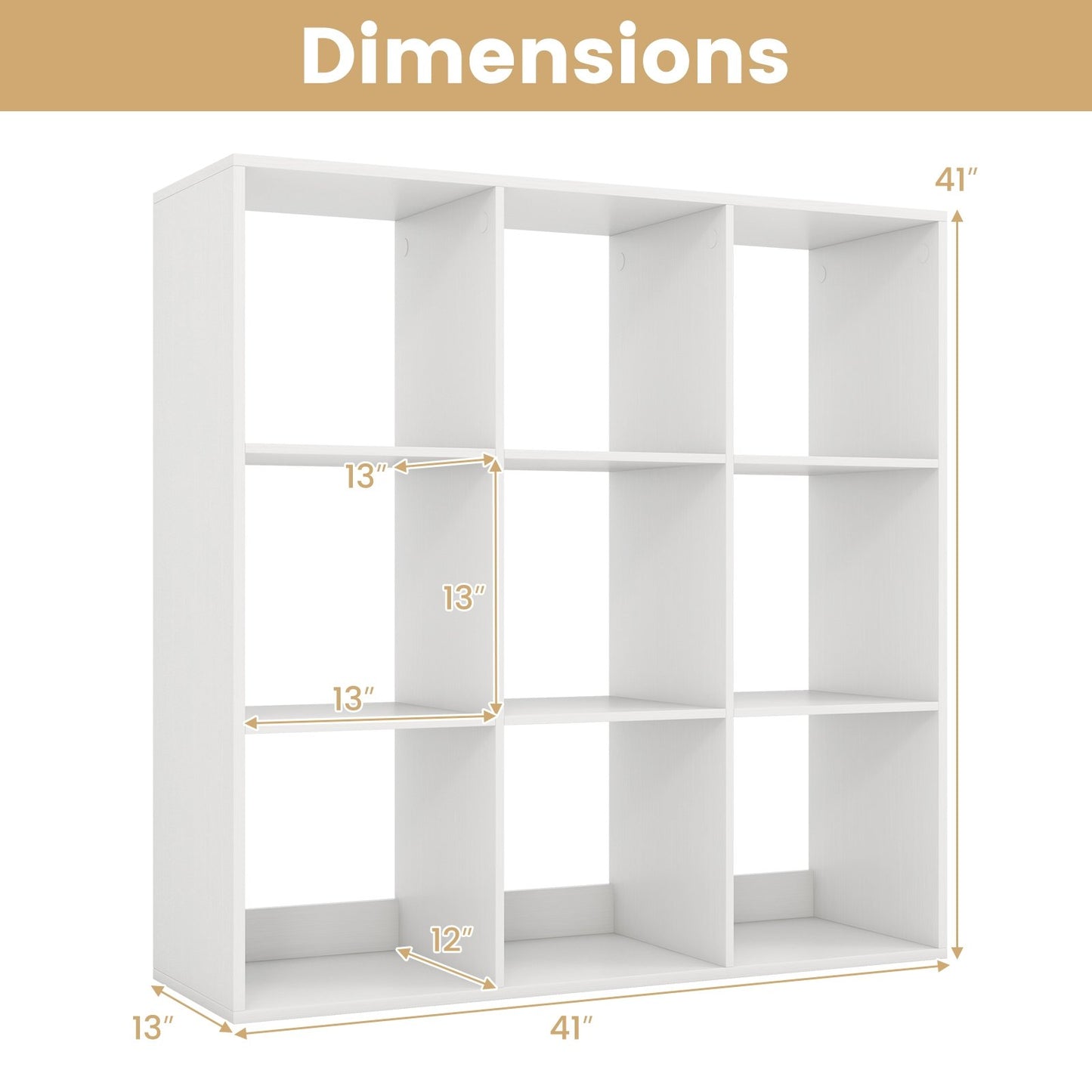 9 Cube Bookshelf with Back Guardrail for Living Room Bedroom, White Bookcases at Gallery Canada
