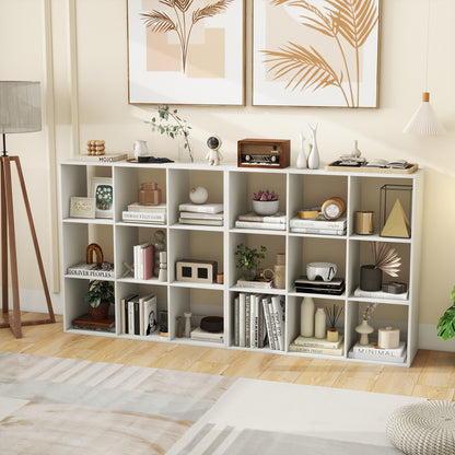 9 Cube Bookshelf with Back Guardrail for Living Room Bedroom, White Bookcases at Gallery Canada