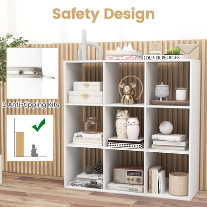 9 Cube Bookshelf with Back Guardrail for Living Room Bedroom, White Bookcases at Gallery Canada