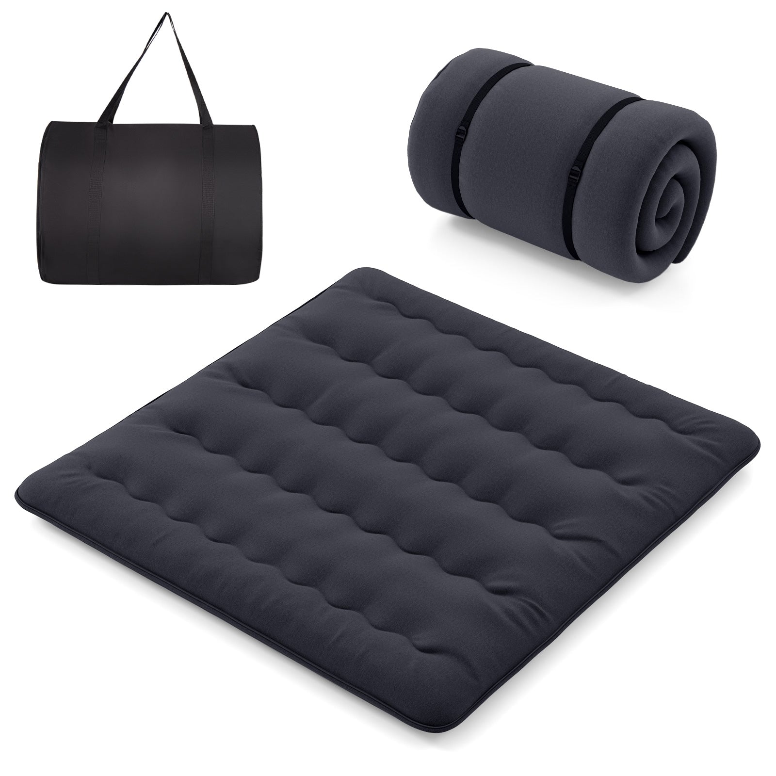 Futon Mattress with Washable Cover and Foldable Mat-King Size, Black Mattresses at Gallery Canada