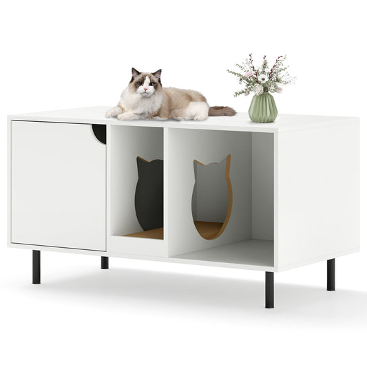40 Inch Cat Litter Box Enclosure For 2 Cats, White Cat Houses White at Gallery Canada